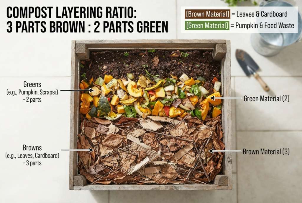 left over pumpkin disposal method by layering